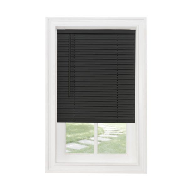 Photo 1 of Achim GII Morningstar Indoor Cordless Black Vinyl Light Filtering Window Mini Blind, 64" L x 25" W
