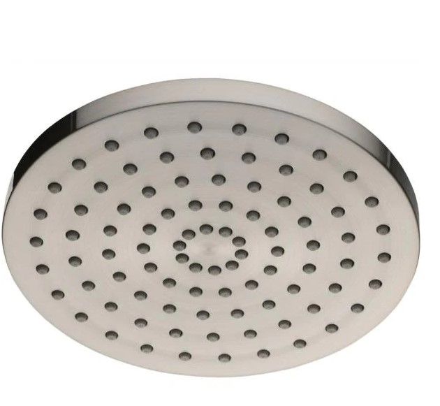 Photo 1 of 1-Spray 8 in. Single Wall Mount Fixed Shower Head in Brushed Nickel
