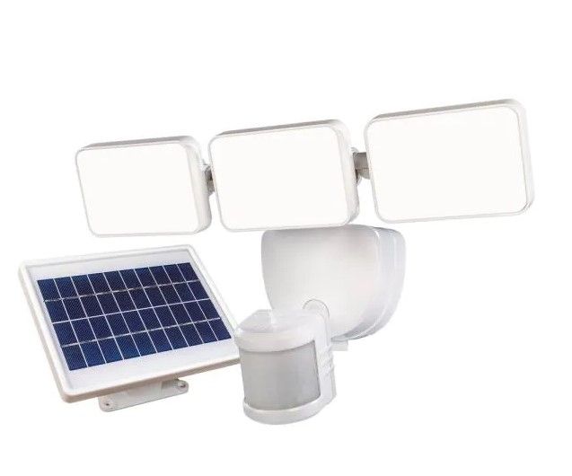 Photo 1 of 180° 3-Head White Solar Powered Motion Outdoor Integrated LED Flood Light
