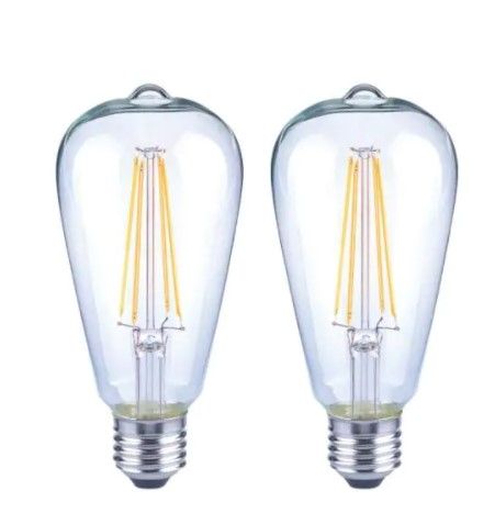 Photo 1 of 4pck-EcoSmart 75-Watt Equivalent ST19 Antique Edison Dimmable Clear Glass Filament Vintage Style LED Light Bulb Daylight (2-Pack)