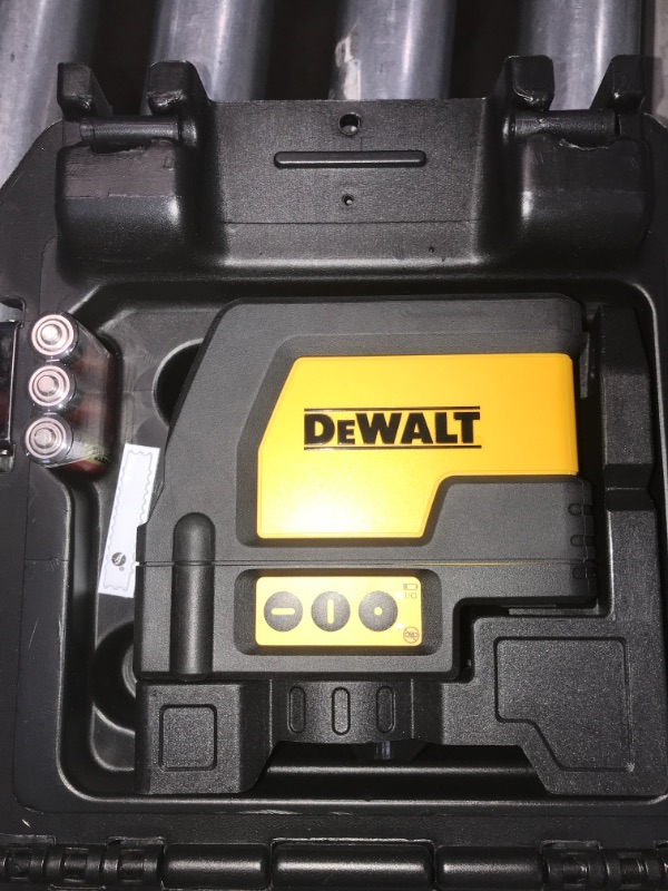 Photo 2 of DEWALT 165 ft. Red Self-Leveling Cross-Line and Plumb Spot Laser Level with (3) AAA Batteries & Case