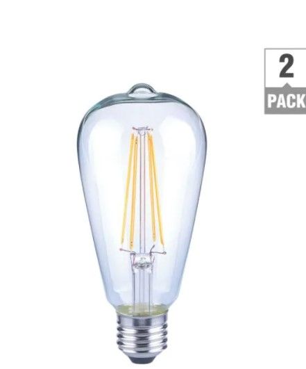 Photo 1 of 4pck-EcoSmart 75-Watt Equivalent ST19 Antique Edison Dimmable Clear Glass Filament Vintage Style LED Light Bulb Daylight (2-Pack)