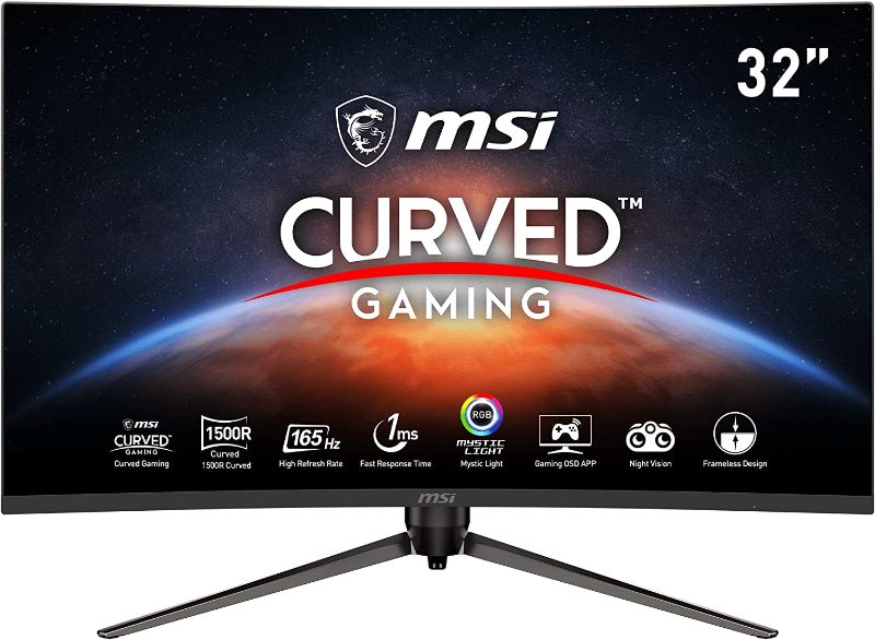 Photo 1 of MSI Optix AG321CQR 16:9 Aspect Ratio Anti-Glare Super Narrow Bezel 1ms 2560 x 1440 (QHD) 165Hz Refresh Rate Tilt Adjustment Free Sync 32" Curved Gaming Monitor
