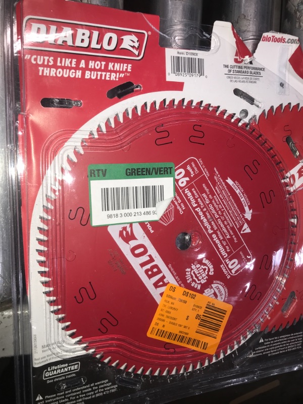 Photo 2 of Diablo D1090X 10-Inch X 90 Tooth Ultimate Polished Finish Saw Blade
