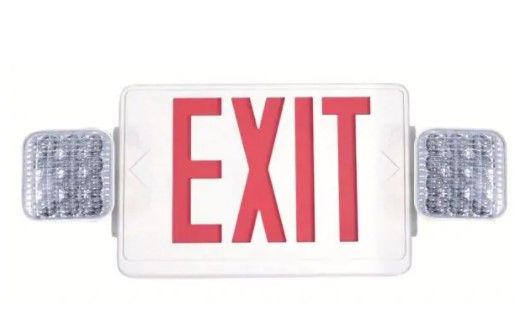 Photo 1 of Commercial Electric Combo 14-Watt Equivalent Integrated LED White Exit Sign and Emergency Light with Ni-Cad 9.6-Volt Battery