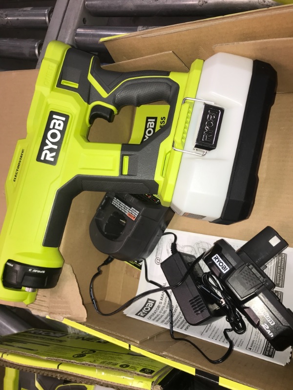 Photo 2 of RYOBI ONE+ 18V Cordless Handheld Electrostatic Sprayer Kit with (1) 2.0 Ah Battery and Charger