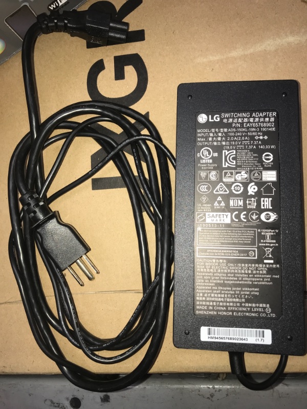 Photo 2 of New AC Adapter Slim 140W 19V 7.37A ADS-150KL-19N-3 190140E EAY65768902 for LG 32BL95U LG 34GK950G 34GK950F 34GK950F-B 34GK950F 34UM95-PD 34UM95-PE 34UM94-PD 34UC87 34UC87M + Cord
