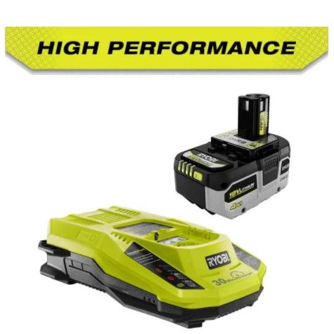 Photo 1 of RYOBI ONE+ 18V HIGH PERFORMANCE Lithium-Ion 4.0 Ah Battery and Charger Starter Kit