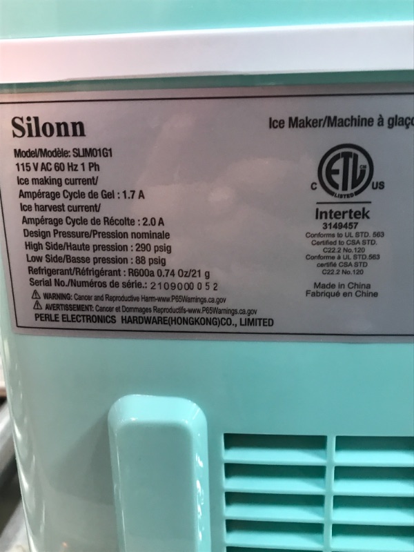 Photo 5 of Silonn Ice Makers Countertop, 9 Cubes Ready in 6 Mins, 26lbs in 24Hrs, Self-Cleaning Ice Machine with Ice Scoop and Basket, 2 Sizes of Bullet Ice for Home Kitchen Office Bar Party