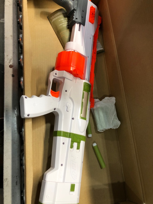 Photo 2 of NERF Halo Bulldog SG Dart Blaster -- Pump-Action, Rotating 10-Dart Drum, Tactical Rails, 10 Official Elite Darts, Skin Unlock Code
