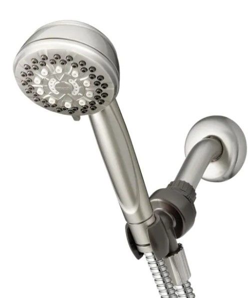 Photo 1 of 6-Spray 3.5 in. Single Wall Mount Low Flow Handheld Adjustable Shower Head in Brushed nickel
