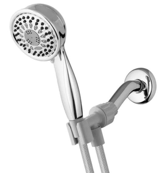 Photo 1 of 5-Spray 3.5 in. Single Wall Mount 1.8 GPM Handheld Shower Head in Chrome
