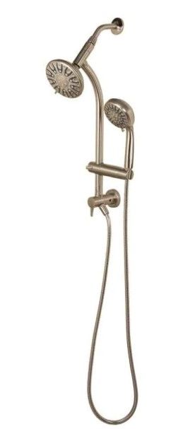 Photo 1 of 6-Spray Wall Bar Raincan Showerhead with 6-Spray Handshower in Brushed Nickel
