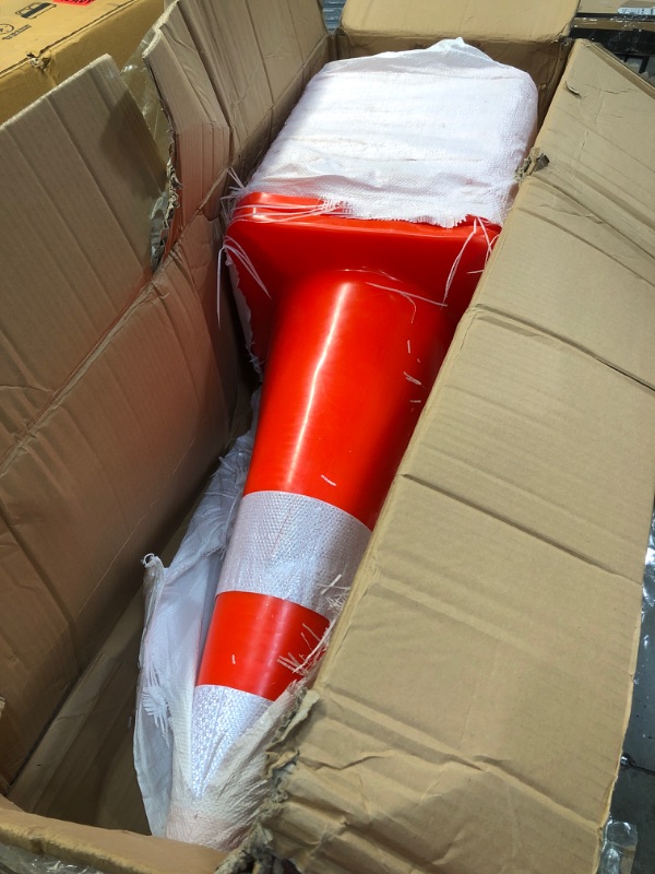 Photo 2 of [ 12 Pack ] Traffic Cones Plastic Road Cone PVC Safety Road Parking Cones Weighted Hazard Cones Construction Cones Orange Safety Cones Field Marker Cones Parking Barrier (12)