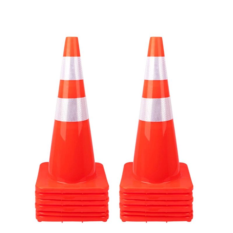 Photo 1 of [ 12 Pack ] Traffic Cones Plastic Road Cone PVC Safety Road Parking Cones Weighted Hazard Cones Construction Cones Orange Safety Cones Field Marker Cones Parking Barrier (12)