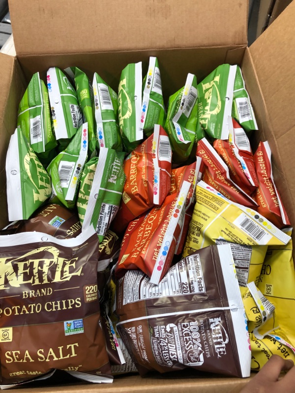 Photo 3 of  Kettle Brand Potato Chips Variety Pack (Sea Salt, NY Cheddar, Backyard BBQ, Jalapeno), 1.5 Oz, 30 Ct--FEB -05-20222
