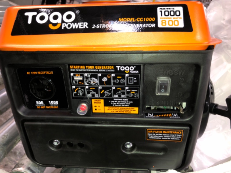 Photo 4 of TogoPower GG1000 PowerSmart Generator 800 Rated Watts & 1000 Peak Watts for Gasoline Powered Portable Generator
