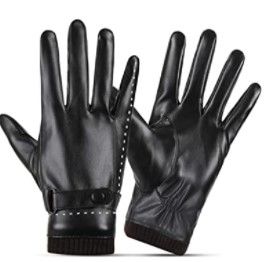 Photo 1 of 2PCK-SANKUU Women Leather Gloves, Fleece Lined Winter Warm Gloves with Full-Hand Touchscreen-MEDIUM 
