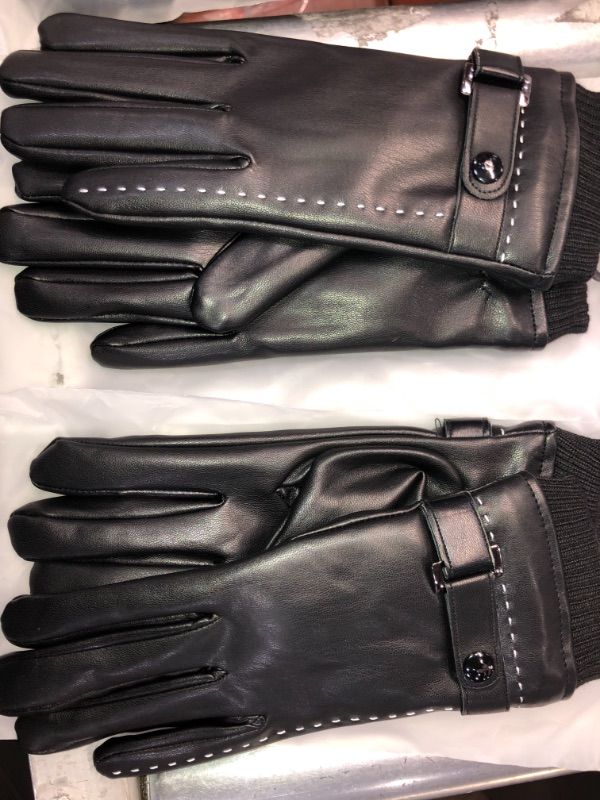 Photo 2 of 2PCK-SANKUU Women Leather Gloves, Fleece Lined Winter Warm Gloves with Full-Hand Touchscreen-MEDIUM 
