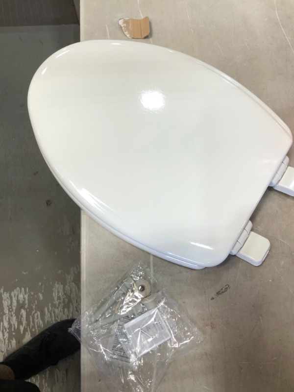 Photo 2 of Jamestown Adjustable Slow Close Never Loosens Elongated Closed Front Toilet Seat in White