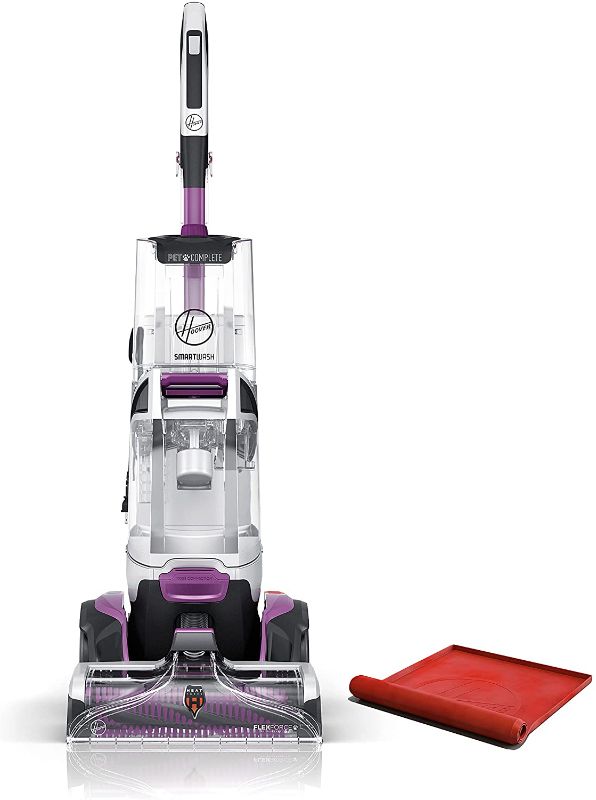 Photo 1 of Hoover SmartWash Automatic Carpet Cleaner Spot Chaser Stain Remover Wand, Shampooer Machine for Pets, with Storage Mat, FH53050, Purple
