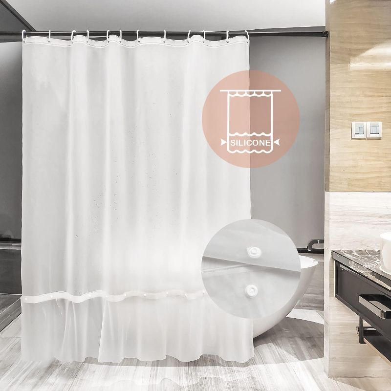 Photo 1 of 2 PACKS, DESIHOM Durable Inside Silicone Shower Curtain Liner Frosted Heavy Duty Shower Curtain Liner Stall Shower Curtain Liner 72x72 Inch
