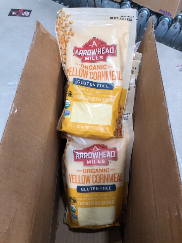 Photo 2 of  box of 6,  best by 01/26/2022 Arrowhead Mills Organic Yellow Cornmeal, 22 Ounce