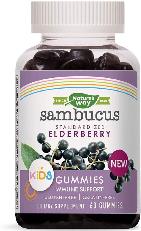 Photo 1 of  expires 12/31/2022 Nature’s Way Sambucus Elderberry Gummies for Kids, Immune Support Gummies, with Vitamin C and Zinc, Delicious Berry Flavor, 60 Gummies