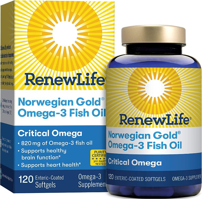 Photo 1 of  expires 01/2023 Renew Life® Norwegian Gold® Adult Fish Oil - Critical Omega, Fish Oil Omega-3 Supplement - Gluten & Dairy Free - 120 Burp-Free Softgel Capsules