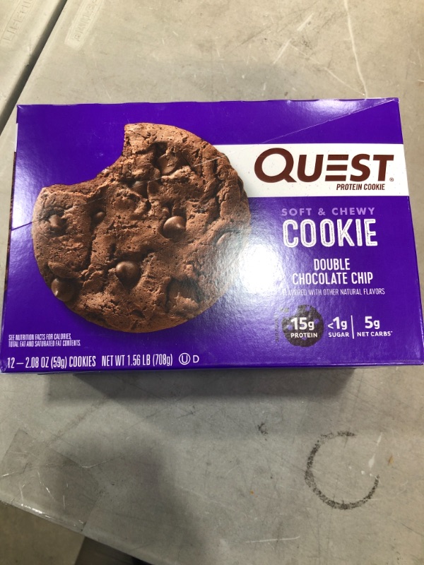Photo 2 of 
expires 09/21/2022 Quest Nutrition Double Chocolate Chip Protein Cookie, High Protein, Low Carb, 12 Coun