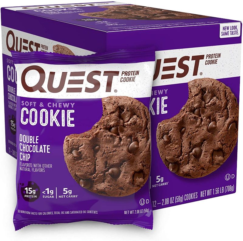 Photo 1 of 
expires 09/21/2022 Quest Nutrition Double Chocolate Chip Protein Cookie, High Protein, Low Carb, 12 Coun