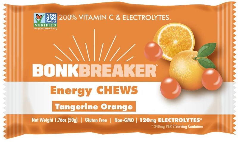 Photo 1 of  expires dec. 2023 Bonk Breaker Energy Chews, Dairy-Free, Gluten-Free Ingredients to Provide Quick Energy and Focus, 1 Box of 10 Packets, Tangerine Orange