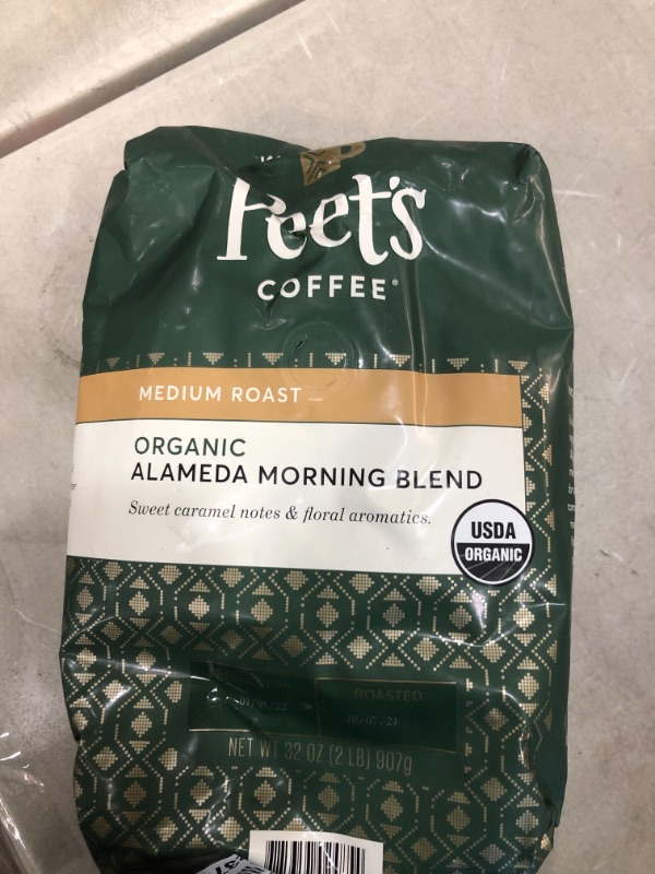 Photo 2 of 
 best by 01/05/2022 Peet's Coffee, Organic Alameda Morning Blend - Medium Roast Whole Bean Coffee - 32 Ounce Bag, USDA Organic
