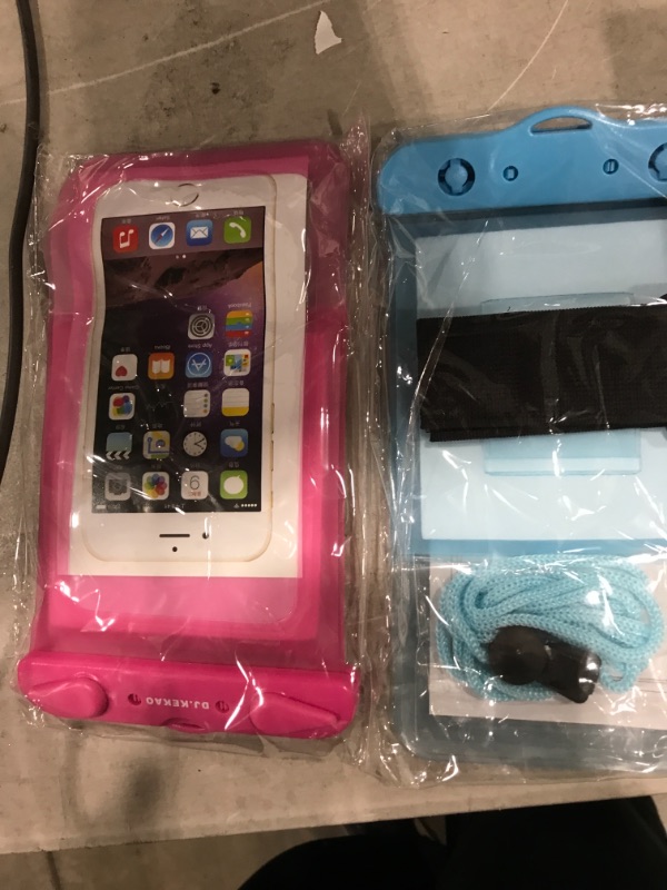 Photo 2 of 2 Pack Waterproof Float Phone Pouch with Neck Trap and Armband, Waterproof Phone case, Dry Bag Outdoor Beach Bag for iPhone, Samsung Galaxy, and Other Phones Up to 6.9'' (Blue+Pink)
