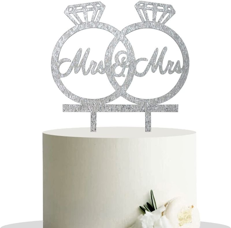 Photo 1 of 2 PACK**NOT REFUNDABLE**SOLD AS IS**Mrs & Mrs Cake Topper, Female Engagement, Wedding Party Decor (Silver)
