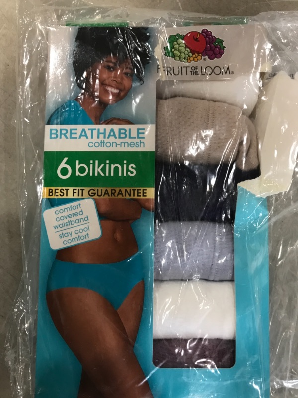 Photo 2 of NOT REUDABLE**SOLD AS IS **Fruit of the Loom Women's Breathable Cotton Mesh Assorted Bikini Underwear, 6-Pack
PLEASE WASH BEFORE USEAGE