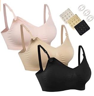 Photo 1 of NEW**SOLD AS IS**NOT REFUNDABLE**HOFISH 3PACK Full Bust Seamless Nursing Maternity Bras Bralette M with Extra Bra Extenders & Clips
