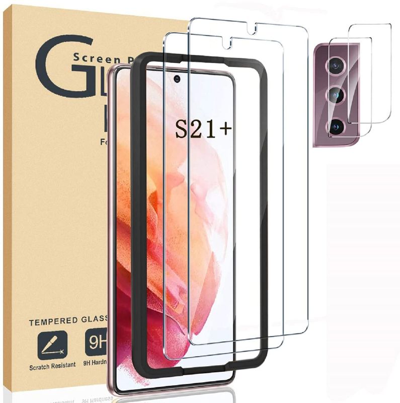 Photo 1 of NEW**NOT REFUNDABLE**SOLD AS IS**Tempered Glass Screen Protector Compatible with Samsung Galaxy S21+ 5G 6.7 inch?2 Pack Tempered Glass Screen Protector S21 Plus + 2 Pack Camera Lens Protector with Installation Frame HD Clear Case Friendly
