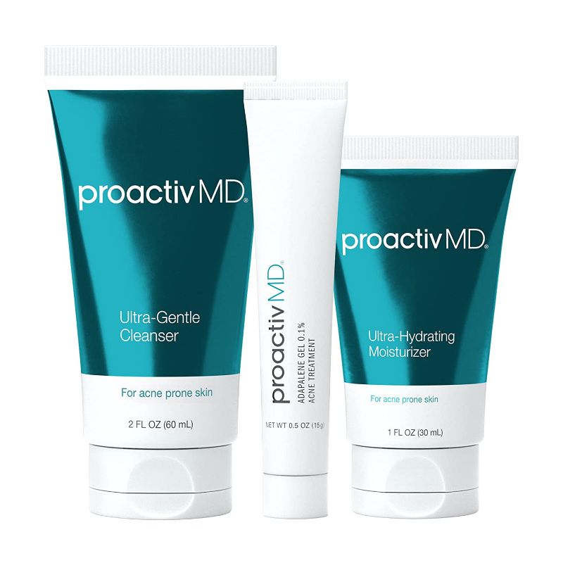 Photo 1 of NOT REFUNDABLE**SOLD AS IS**EXPIRES 1/22ProactivMD Adapalene Gel Acne Kit - with Adapalene Gel Acne Treatment, Green Tea Face Cleanser, and Moisturizer with Hyaluronic Acid- 30 Day Kit