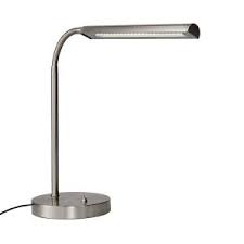 Photo 1 of 14.7 in. Satin Indoor LED Gooseneck Table Lamp
