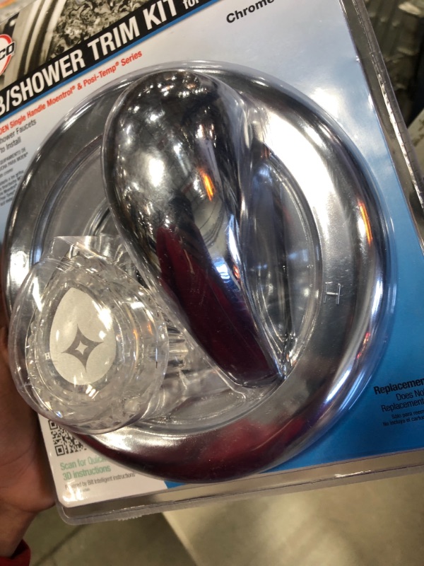 Photo 1 of 1-Handle Valve Trim Kit in Chrome for MOEN Tub/Shower Faucets (Valve Not Included)
