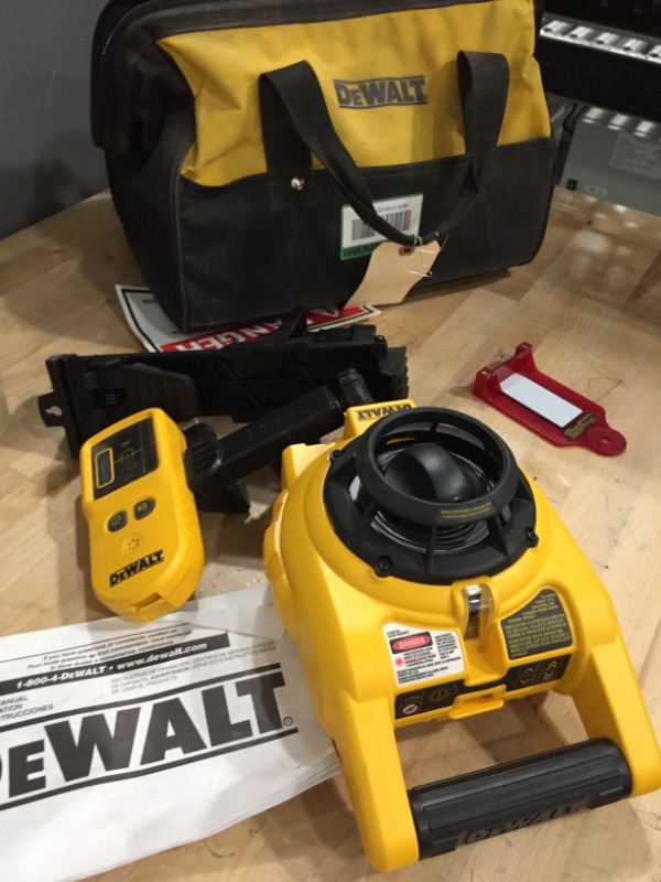 Photo 5 of 150 ft. Red Self-Leveling Rotary Laser Level with Detector & Clamp, Wall Mount, Remote, Bag, 
