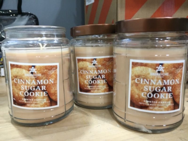 Photo 3 of (3 pack) 18 oz. Cinnamon Sugar Cookie Scented 2 wick Candle Jar
