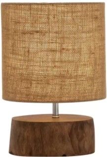 Photo 1 of **LIGHT BULB NOT INCLUDED**
14" Mahogany Wood Log Table Lamp with Jute Oval Shade Natural - Olivia & May