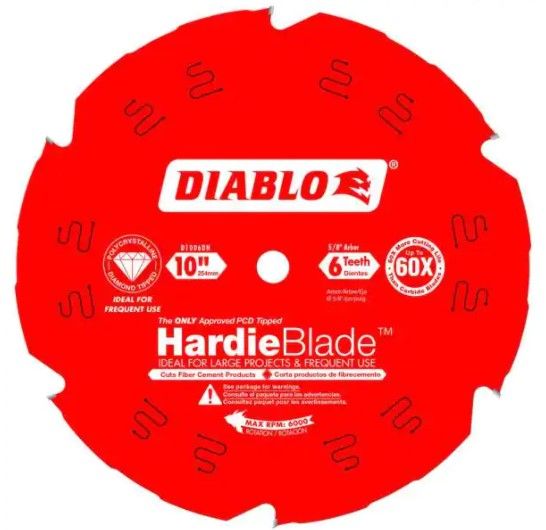 Photo 1 of DIABLO
HARDIEBlade 10 in. x 6-Tooth Polycrystalline Diamond (PCD) Tipped Fiber Cement Circular Saw Blade