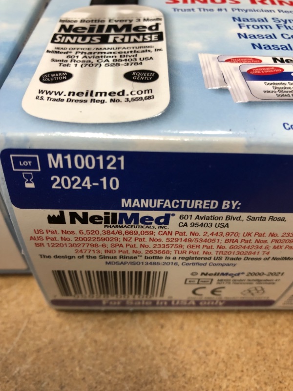 Photo 2 of **EXP 10-2024**NeilMed Sinus Rinse - A Complete Sinus Nasal Rinse Kit, 50 count (Pack of 3)
