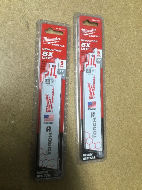 Photo 2 of Milwaukee 48-00-5784 6" 18 TPI the Torch SAWZALL Blade (5 CT)
2-PACK
