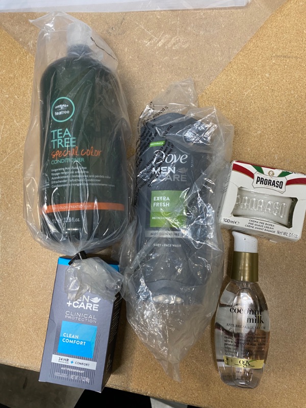 Photo 1 of - Tea Tree Special Color Conditioner 
-Dove Men+Care Elements Body Wash Mineral+Sage 18 oz Effectively Washes Away Bacteria While Nourishing Your Skin
- Proraso Pre-Shave Conditioning Cream for Men, Sensitive Skin Formula with Oatmeal and Green Tea, 3.6 o