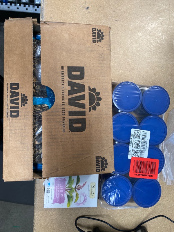 Photo 1 of - David® Sunflower Seeds Ranch Flavor, 12 Bags/Box EXP: FEB 22, 2022
- Numi Organic Tea Tulsi, 16 Count Box of Tea Bags, Holistic Herbal Teasan (Packaging May Vary) EXP: 2023 
- Planters Chili Lime Peanuts (8 ct Pack, 6 oz Canisters) EXP: 22/MAR/2022 

