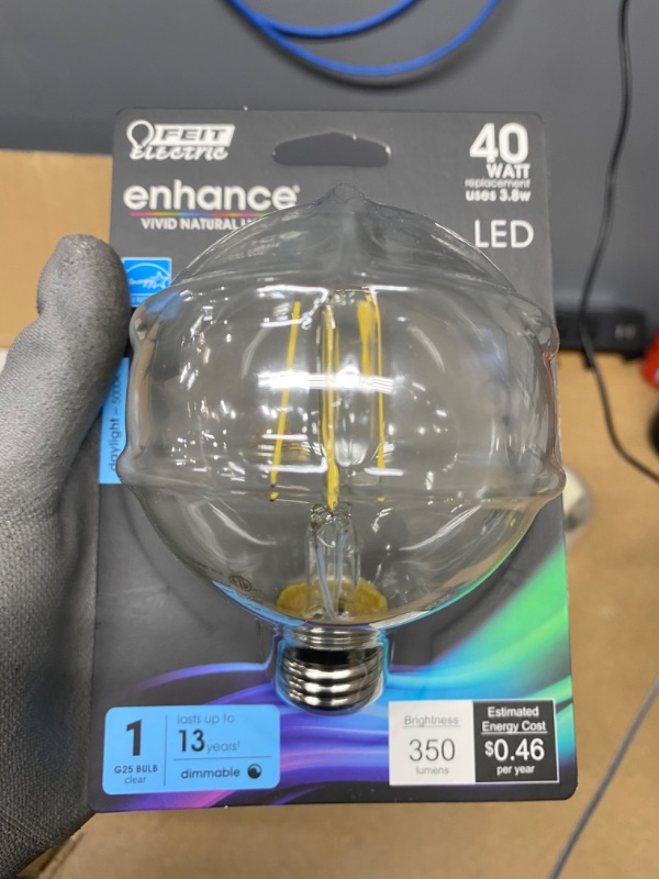 Photo 3 of Feit Electric Led Bulb, Globe, G25 Lamp, 40 W Equivalent, E26 Lamp Base, Dimmable, Clear
12 pack 